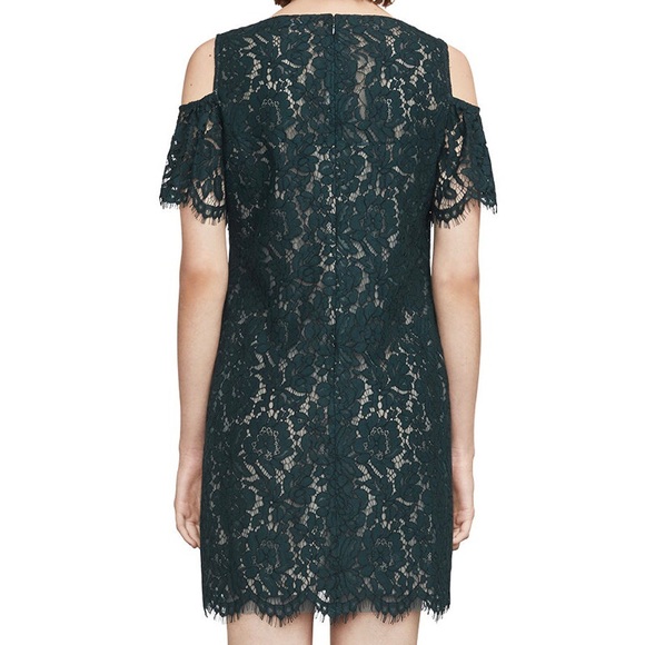 BCBG Green and Nude Lace Cold Shoulder Dress - Picture 2 of 3